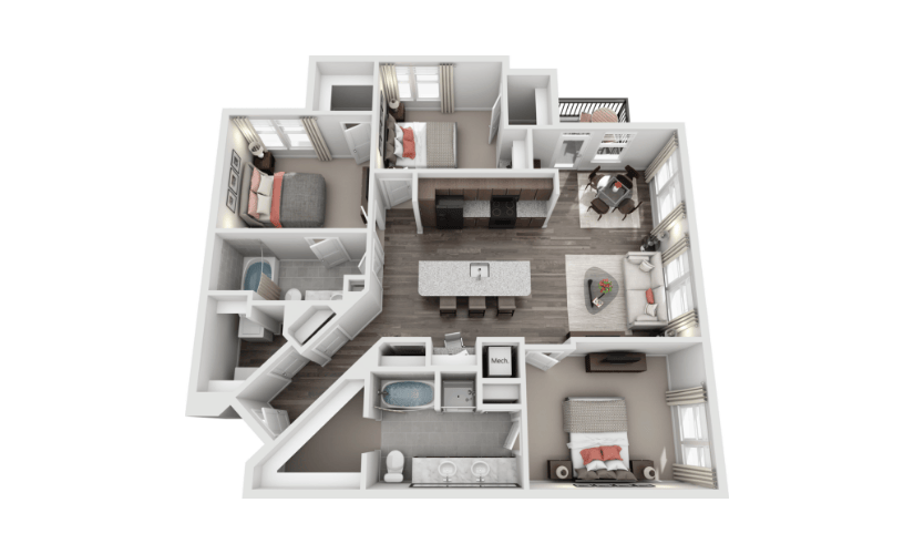 C1 - 3 Bedroom, 2 Bath