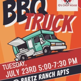Are you ready for some BBQ?! Tuesday July 23 at the main gate! See you there! #bbqlovers #bartzranch #foodtruck #oschophouse Instagram post from @bartzranch on July 18, 2024 16:56:12pm